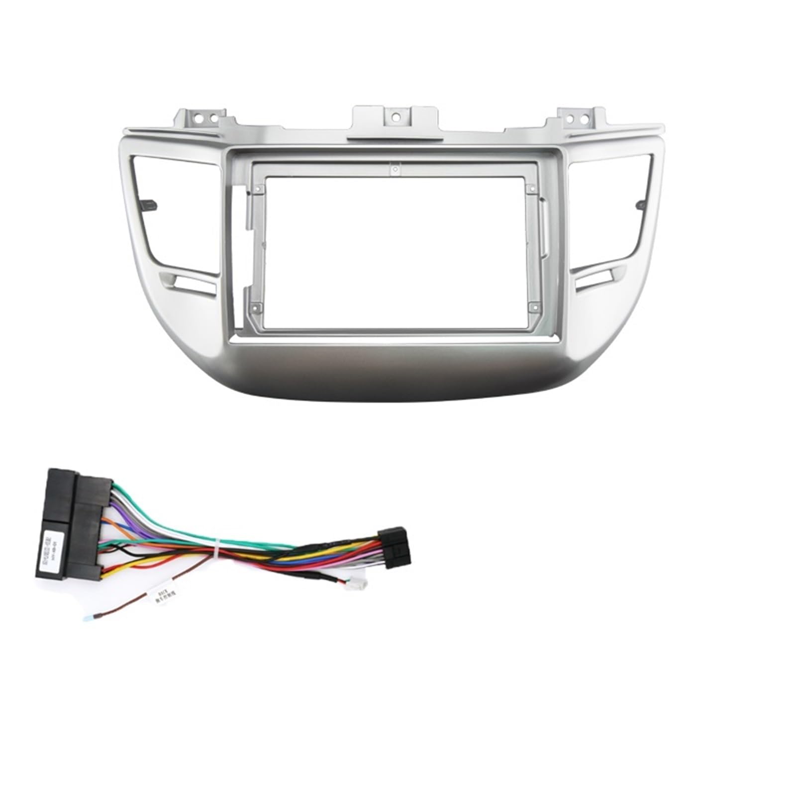 JKELPV Car Radio Frame Kit Fit For HYUNDAI TUCSON 2015-2017 9'' Car Radio Player Panel Frame Dashboard Cover Radio adapter(LHD Frame C Cable A)