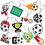 Batiyeer 36 Pack Soccer Keychains Bulk Sports Ball Key Chains Funny Gifts for Birthday Party Favors