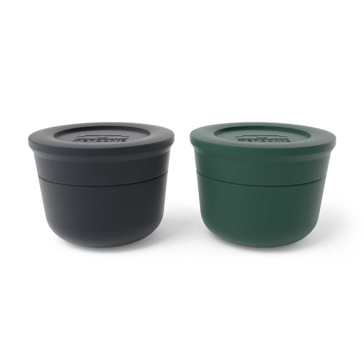 monbento - MB Temple S Sauce Pot Onyx/Dark Green - 2 Small Airtight Plastic Sauce Pots - Sauce Boxes 2 x 10ml - Compatible with Green & Black Lunch Box, 20010078