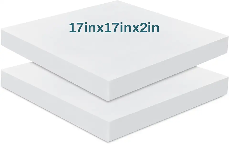 Frienda Pacote com 2 almofadas de espuma de alta densidade de 5 x 43 cm x 43 cm de substituição para sofá de espuma de alta densidade para poltronas, estofamento, embalagem, projetos de cosplay DIY