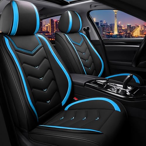 Image of CTDS Car Seat Covers for VW Tiguan 2009-2026, Stylish Sport Seat Cover, Premium Nappa Leather Car Seat Cover. Automobile Seat Covers Sets.(Standard 2 Seats /Black Blue)