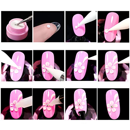 Mwoot 5pcs GEL Nailart Pen schnitzen Pinsel Silikon-Kopf-Acryl Griff-Salon-Werkzeug-Set, Nagel Kunst Pinsel,Nail Art… – Bild 8