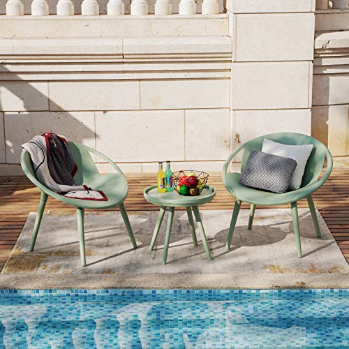 3 Piece Outdoor Patio Furniture Set - Modern chairs Plastic Heavy-Duty Waterproof No Rust Chairs Coffee Table Balcony Front Porch Garden Backyard Poolside Bistro Set All-Weather Conversation Sets