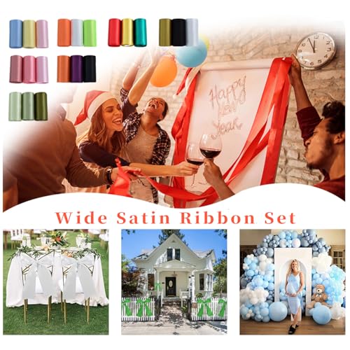 4 Inch Wide Red Ribbon 22m, 10cm Christmas Red Satin Ribbon Fabric Large Solid Satin Ribbons, Union Jack British,Christmas,Birthday Party Polyester Ribbons for Gift Wapping,Door, Window, Wedding Car - Image 4