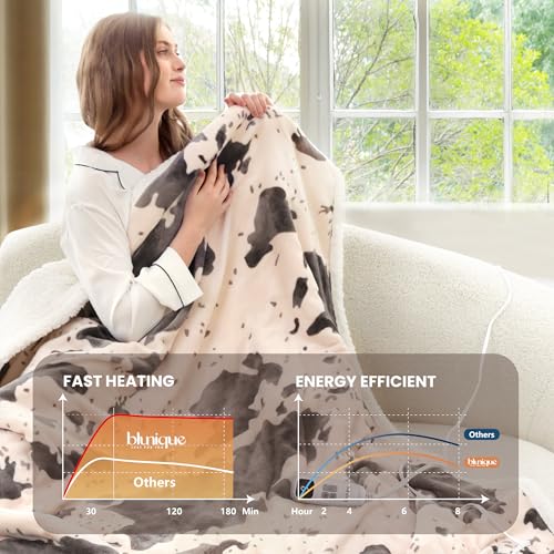 Image of Heated Blanket Twin Blanket - Fast Heating Electric Blanket, Soft Flannel Heated Throw with 4 Time Settings,10 Heating Settings, Warm Gifts for Women & Mom & Grandma
