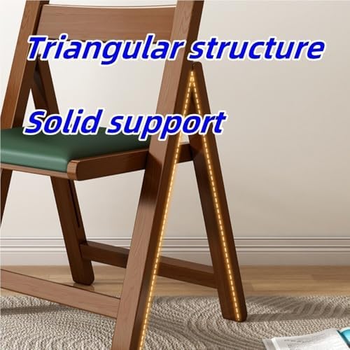 Portable Wooden Folding Chair with Upholstered Backrest - Modern Lounge Dining Chair for Living Room, Kitchen, Outdoor Use - Space-Saving & Comfortable Design