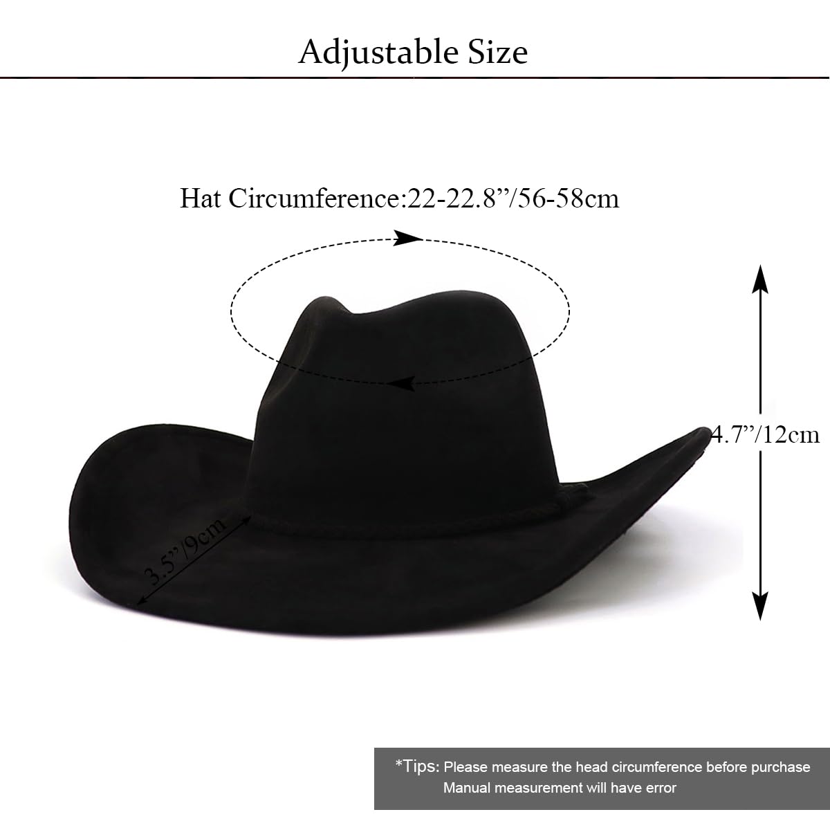 Cappello da cowboy occidentale per donne e uomini classici Fedora cappelli a tesa larga in pelle scamosciata cappello da cowboy per le donne con fibbia cintura