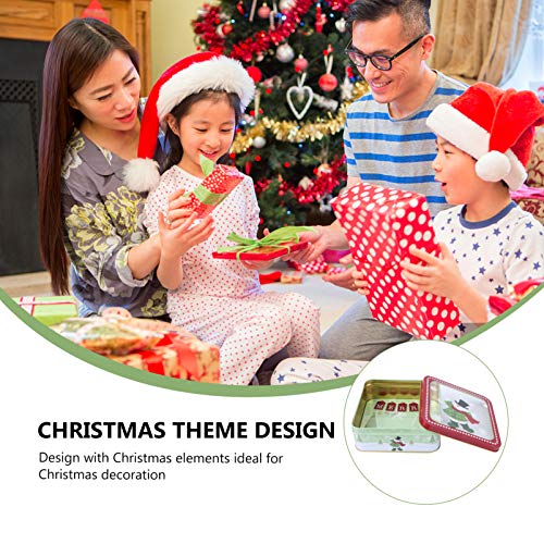 KESYOO 15X15cm Caixa de Folha de Flandres de Natal Com Janela Vazia Latas de Biscoitos Caixa de Pres