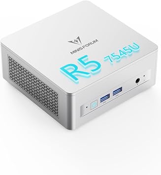 MINISFORUM UM750L Slim Mini PC AMD Ryzen 5 7545U6C/12T, Up to 4.9GHz, 16GB LPDDR5 RAM 1TB SSD Mini Computers Office Home, Triple Display USB4/HDMI/DP, 2.5G LAN, USB3.2, WiFi 6E, BT5.2, Radeon 740M