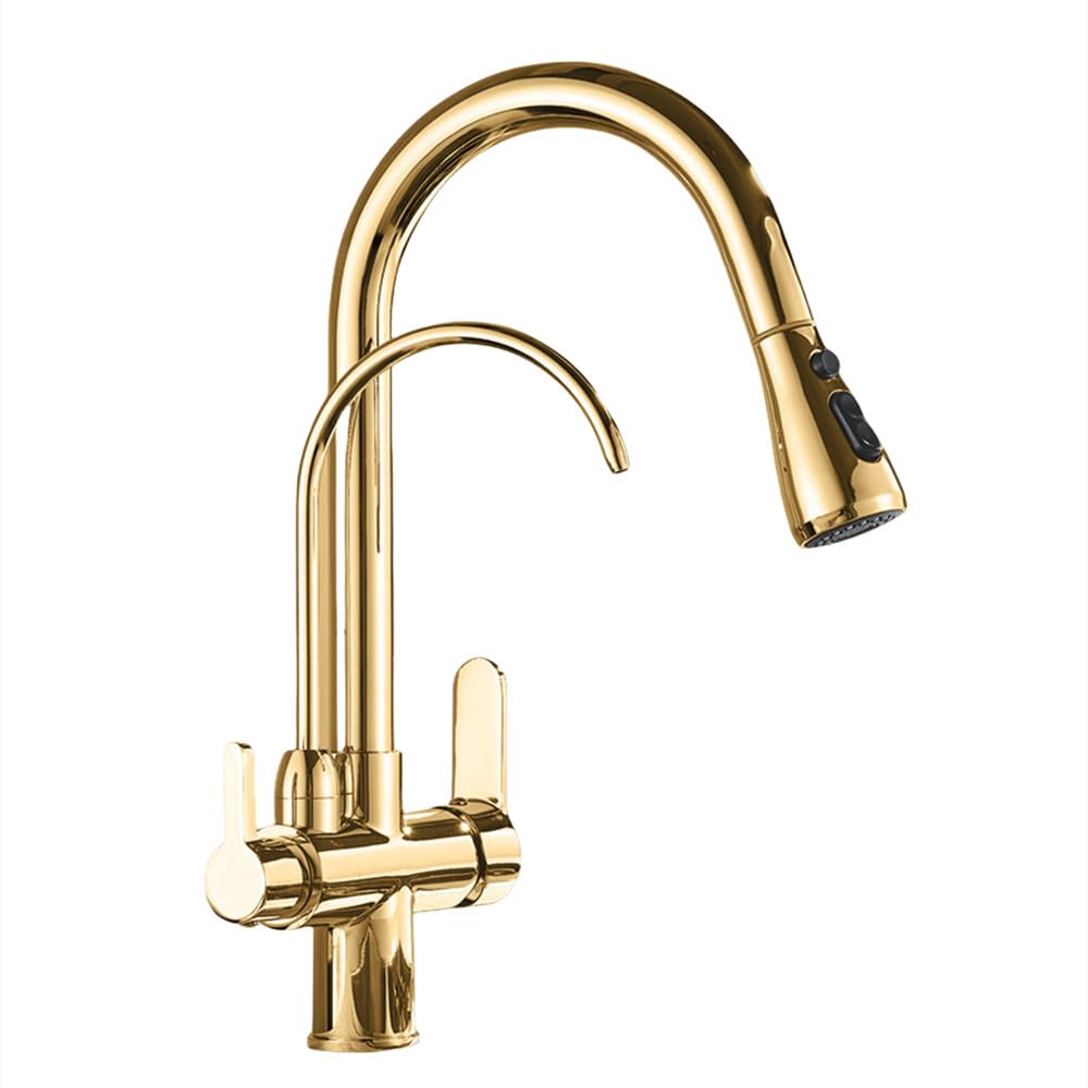 Robinet mitigeur d'évier de cuisine extractible mono-commande eau chaude froide sur pont