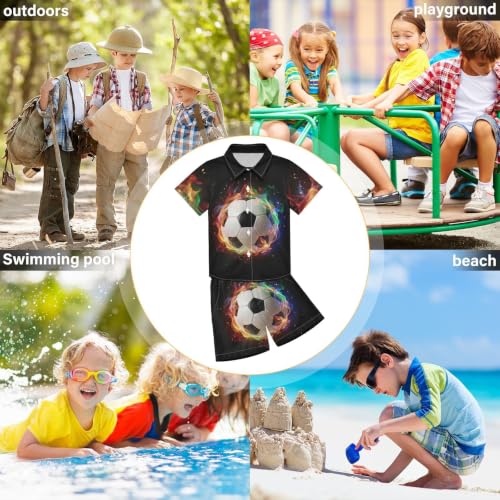 Image of 3T Toddler Boy Shorts Set Teal Hawaiian Button Down Shirts Summer Outfits for Little Boy