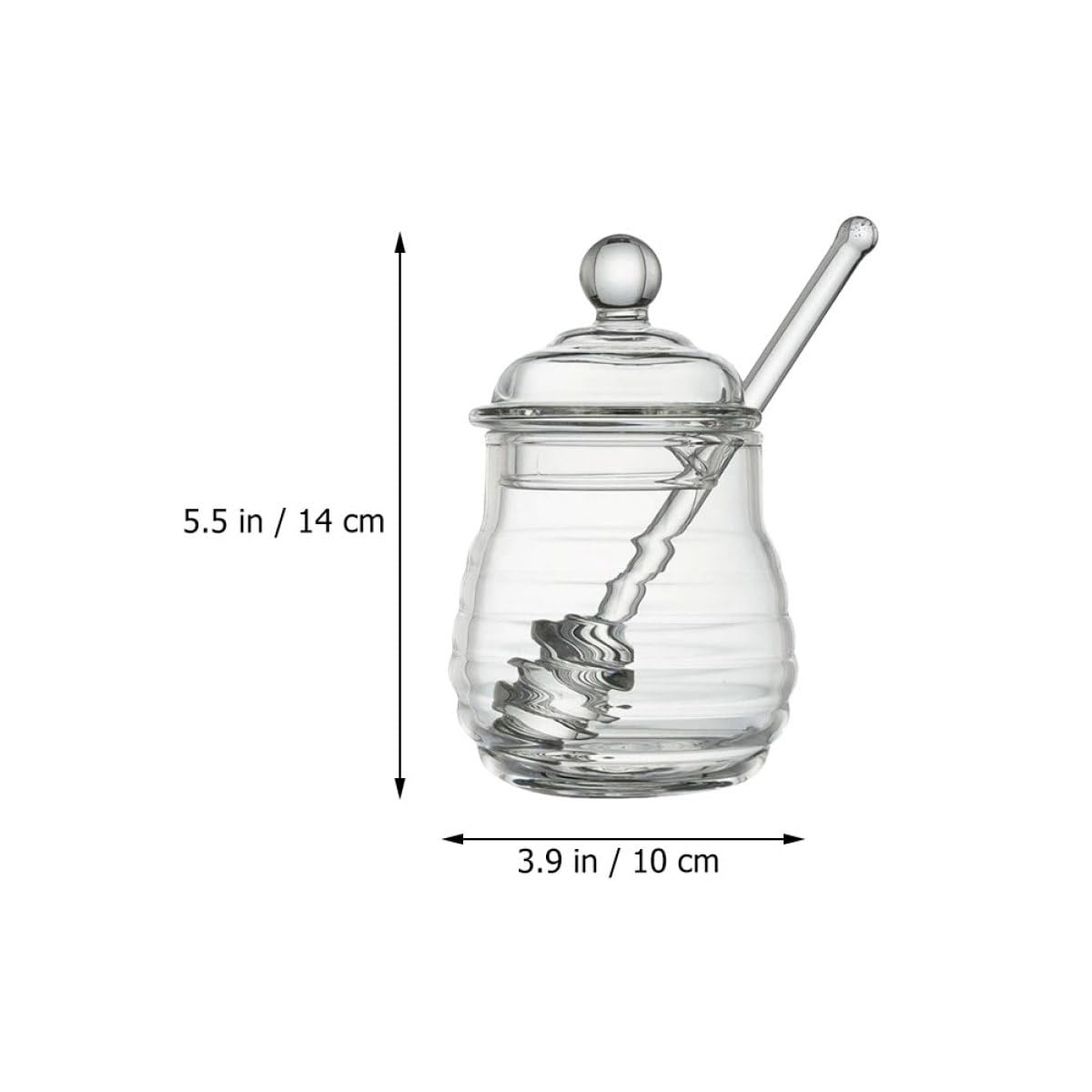 Honigtopf Glasbehälter mit Deckel und Rührstab für Honig Transparent Passend für Zuhause Küche und Gastronomie