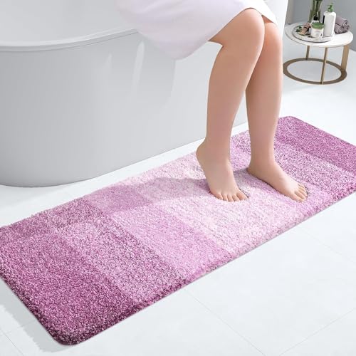 Homaxy Tapis de Salle de Bain Doux, 40 x 120 cm, antidérapant, Lavable, Moelleux à Poils Longs,...