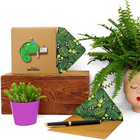 Birthday Chameleon Handmade Greeting Card with Jungle Envelope