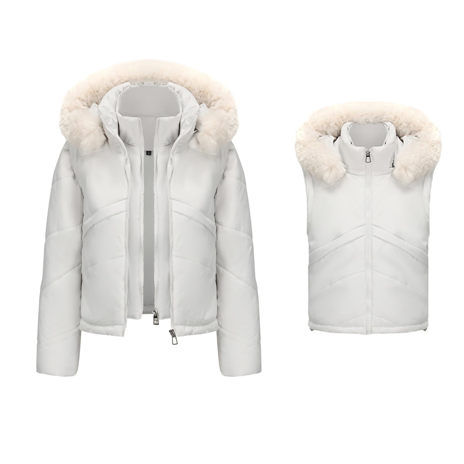 Abrigo Corto De Plumas para Mujer, Chaqueta Acolchada Ligera, Parka Con Forro Polar, Chaleco Sin Mangas