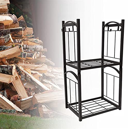 Zwaar brandhoutrek 2 Lagen Iron Brandhout Rack Afneembare Haard Tool Rack Indoor Outdoor Ontsteking Houder Indoor… - Image 4