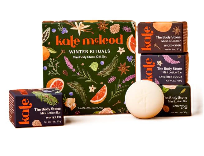 Kate McLeod Winter Rituals Mini Body Stone Gift Set ( Lavender Cocoa, Cardamom Rose, Spiced Cider, and Winter Fir)