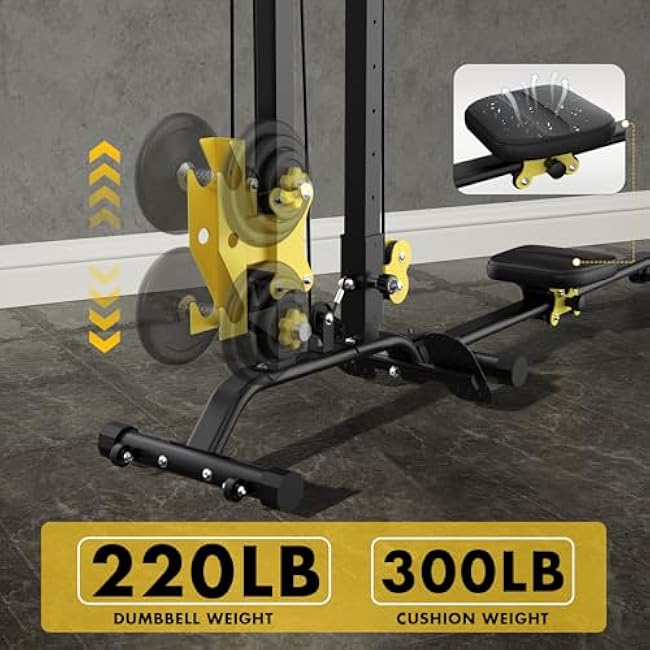 Multi-Functional Cable Station LAT Pull Down Machine Low Row Cable & Rowing Machine Workout Combo for Home Gym