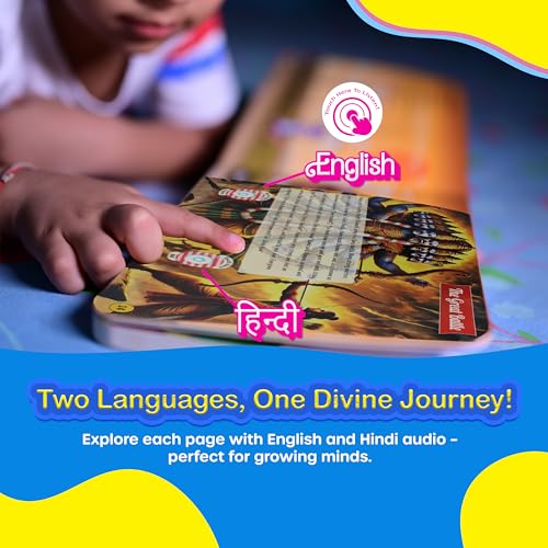 Image of Kiddale My First Musical Ramayan for Kids| English + Hindi Sound Book | 28 Audio Buttons, Shlokas & Moral Stories | Mythology Learning Gift for Toddlers Age 3-8yrs