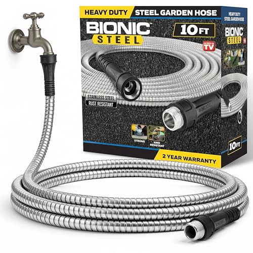 BIONIC STEEL Short 10 Ft Hose Extension, 10 Ft x 5/8 In. Short Hose Connector for Reel, Leak Proof Connection, Heavy Duty, Non Kinking, Flexible, Heavy Duty