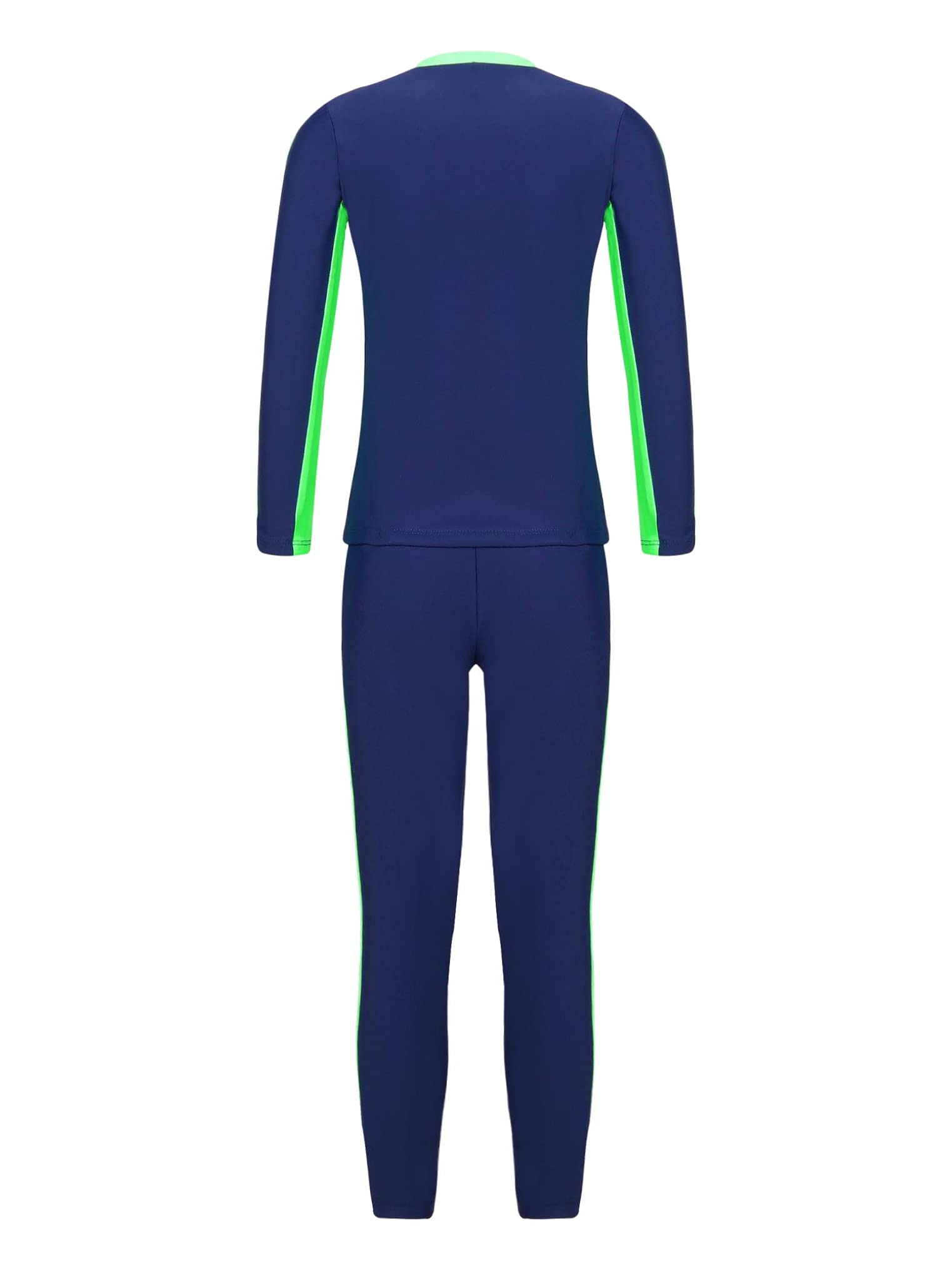 YEAHDOR Kids Boys Girls Sports Baselayer Long Sleeve Compression Tee Active Shirts and Leggings Tights Set Navy Blue 6