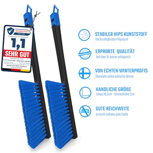 [ 2 Stück ] - Schneebesen Auto Besen Winter Murska Besen Auto Schnee - Schneebesen Auto lackschonend - Schneebürste Auto Schneefeger Auto Besen Schnee Winter Feger Bürste (2x L&P A059 Schwarz Blau)