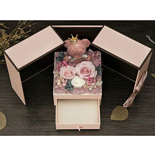 YNGJUEN Rosa Rosen Teddybär Geschenkbox