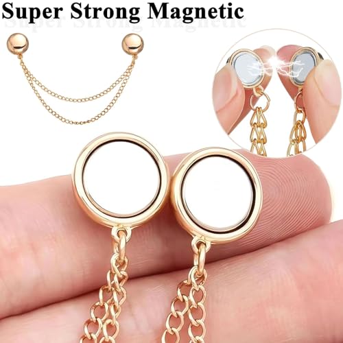 VYNFLICK Magnetic Clothing Clips: 12 Pcs Multi-Function Magnetic Shirt Clips with Chain for Women Clothes Sleeves Pants Hijabs Hats Scarfs