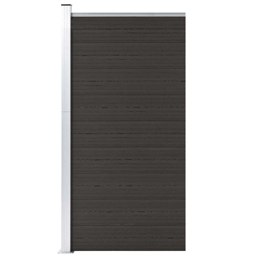 WPC Zaunelement 95x186 cm Schwarz, Sichtschutzzaun für Garten und Terrasse, langlebiges Zaunpaneel aus Holz-Kunststoff-Verbundwerkstoff mit Aluminium-Oberprofil