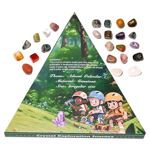 Calendario De Adviento Navideño,Colección De Gemas Calendario De Adviento 24 Días - Piedras Minerales Coleccionables Decoración Para Fiestas Adolescentes Mujeres Adultos