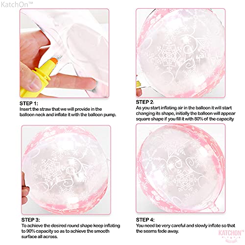 Image of KatchOn, Huge 22 Inch Pink Snowflake Balloons - Pack of 6 | Mylar Snowflake Balloon, Pink Snowflake Decorations | Birthday Decorations For Women | Baby Shower, Princess Birthday Decoration