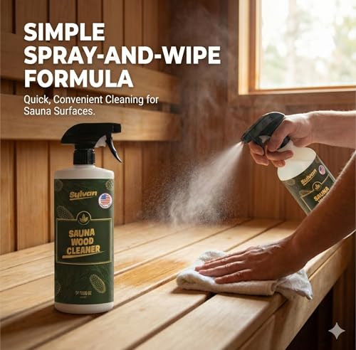 Sylvan Hills Sauna Wood Cleaner 32 oz | Made in the USA | Sauna Spray removes Stains, Sweat & Odors | Fast-Drying & Streak-Free Formula | Natural Wood Cleaner | Long Lasting - Thumbnail 4
