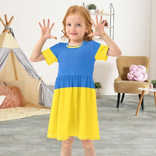 Toddler Girls' Dresses 2t Ukraine Flag Summer Outfits Kids Western Dress Children Dress4