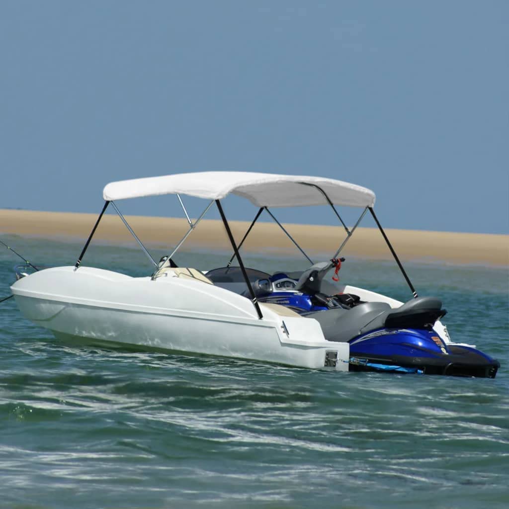 3 Archi Bimini Top per Barche 183x140x137 cm Copertura Barca Regolabile in Poliestere con Telaio in Alluminio Parasole per Barche Sportive, Bianco