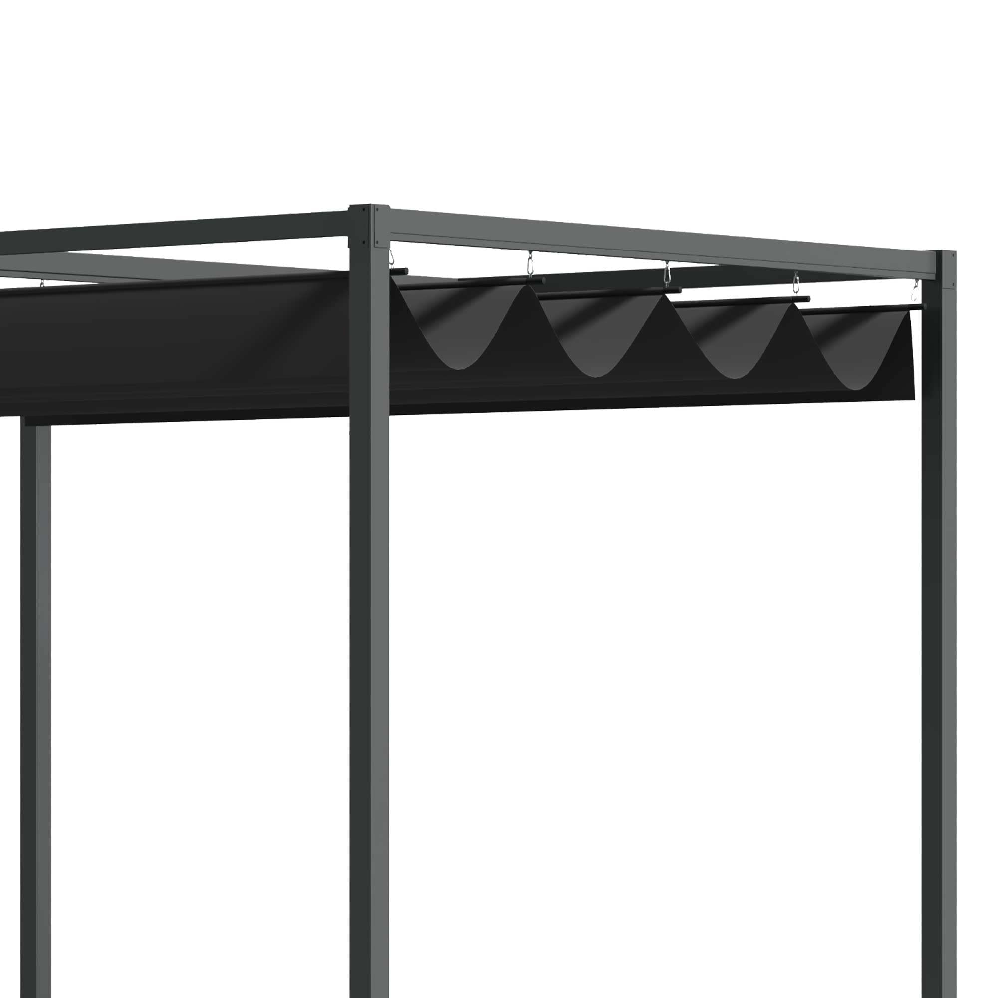 Outsunny Pergola Pawilon zadaszenie tarasu z rozsuwanym dachem, poliester czarny 298 x 213 x 222 cm