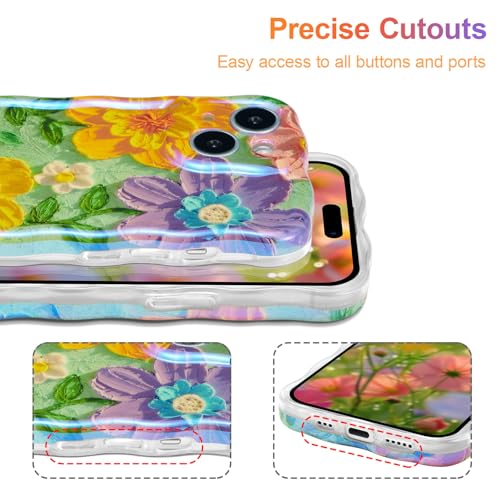 Coque pour iPhone 14 protection fleur brillante verte - 5