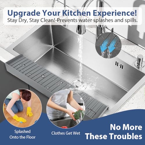 Image of HASTHIP Sink Splash Guard in Kitchen, Sink Water Splash Guard, Multifunction Dry and Wet Separation Strip (4x20 inches)