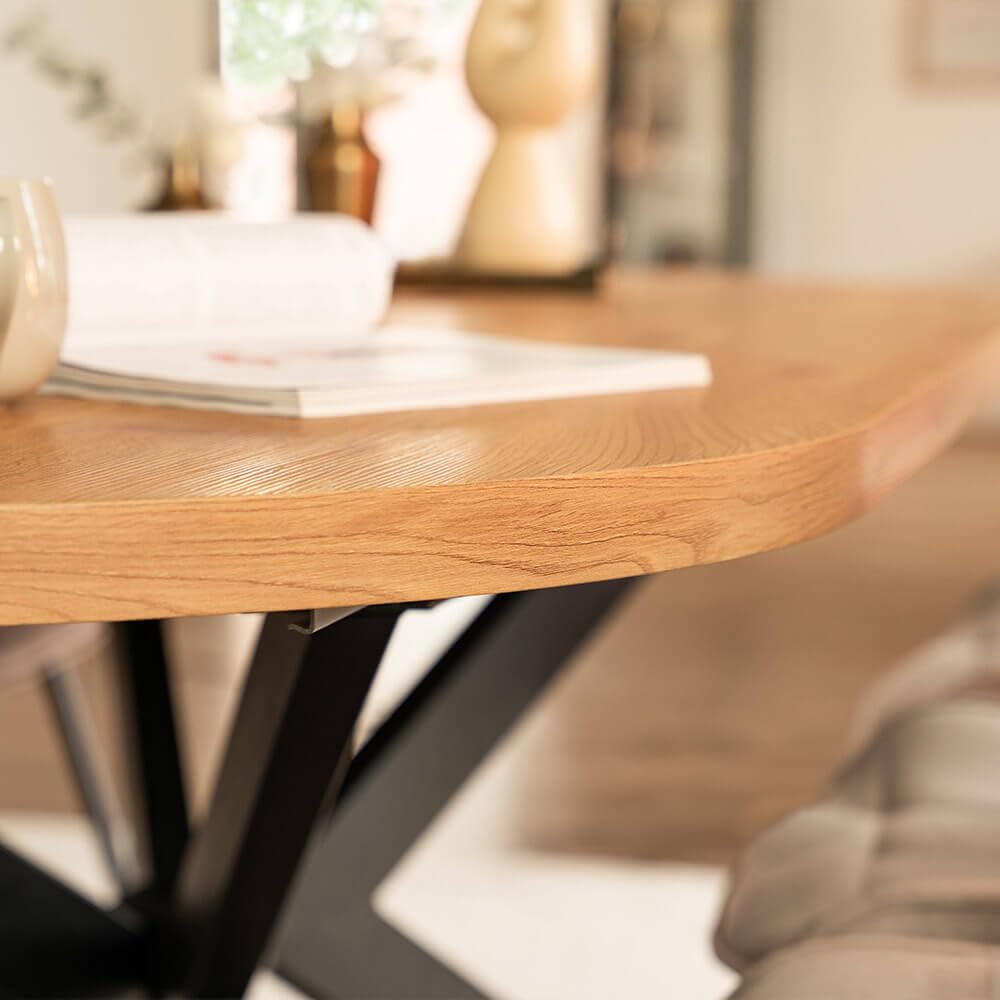 Home Deluxe Table de Salle à Manger Ovale Extensible AVENTI avec Pied en étoile - 160 x 100 cm Light Oak | Table de Cuisine, Salle à Manger, Table de Salle à Manger