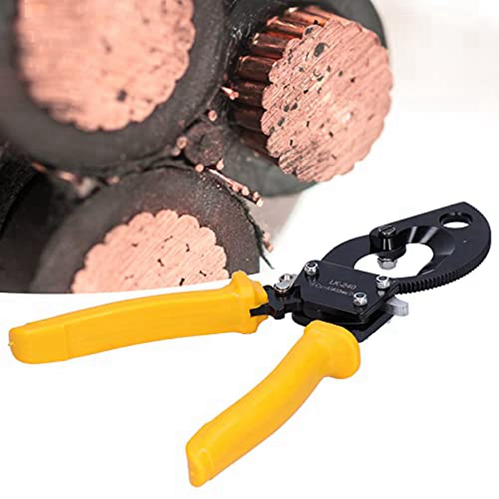 1 Pieza Tijeras de Cable de Cobre y Aluminio Tijeras de Engranaje Pinza de Desconexión de Cable Mecánico Amarillo