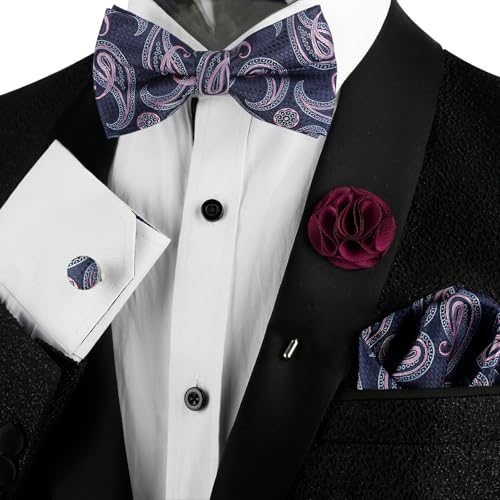 Image of Alizeal Mens 4pcs Vintage Paisley Bow Tie Set