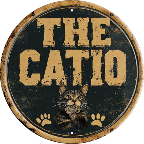 FWBOYSV Vintage Round Tin The Catio Sign Retro Metal Sign Suitable For Home Street Shop Garage Bar Farm Garden - Multi-Purpose For Indoor/Outdoor Use Plaque 8x8 Inch