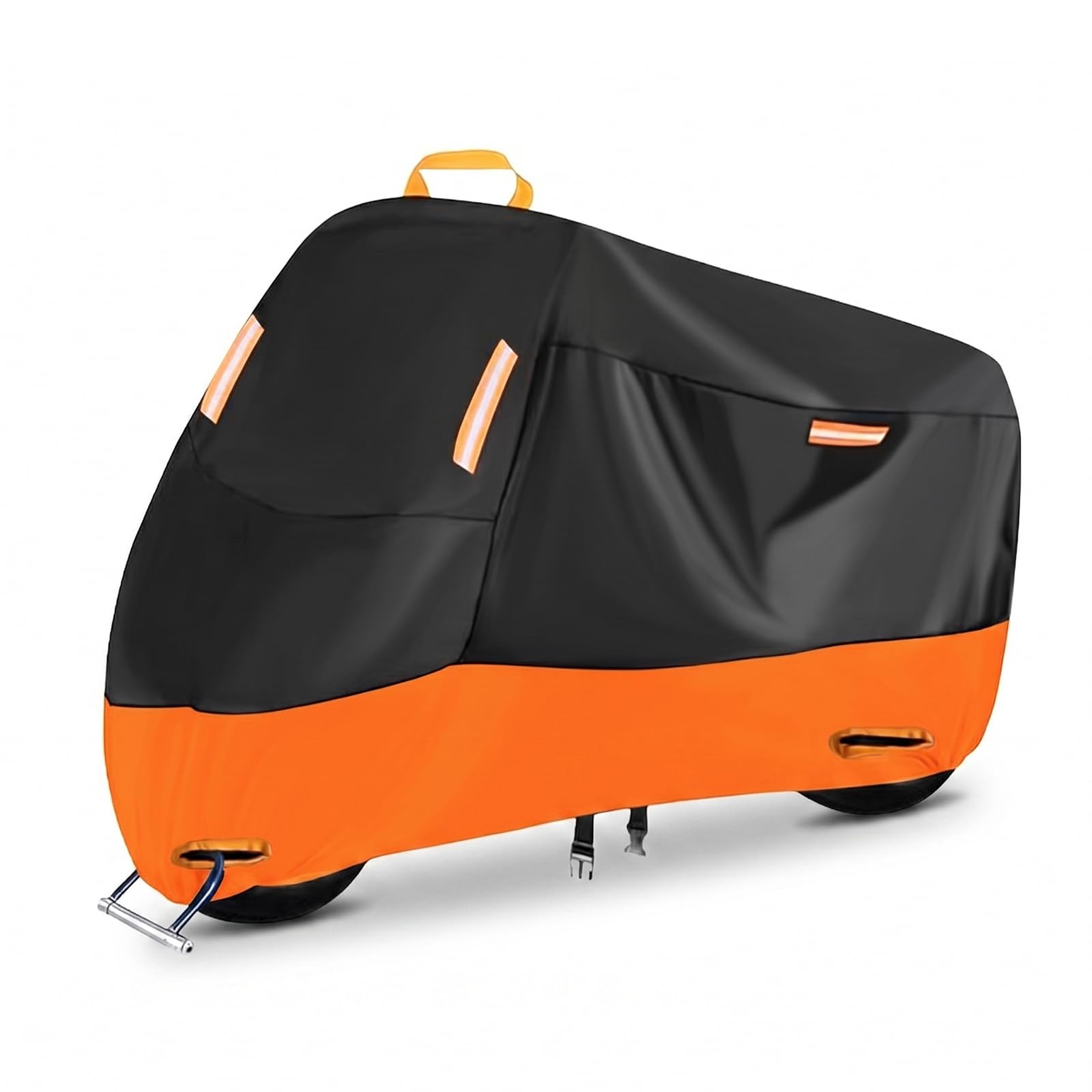 Motorradabdeckung für Honda CB500 Hornet 2024, wasserdichte Winddichte Polyester Abdeckplane mit Reflektorstreifen Schlosslöchern und Spanngurten Outdoor,Orange- XXXXL (295 * 110 * 140cm)