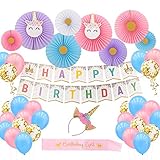 179 Pcs Pink Party Supplies Set & Tableware Kit | Birthday Decorations Bunting, Disposable Paper Plates, Cups, Napkins, Straws, Banner, Plastic Table Cloth, & Bonus Baby Shark Balloons