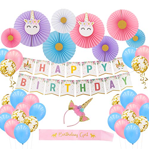 179 Pcs Pink Party Supplies Set & Tableware Kit | Birthday Decorations Bunting, Disposable Paper Plates, Cups, Napkins, Straws, Banner, Plastic Table Cloth, & Bonus Baby Shark Balloons