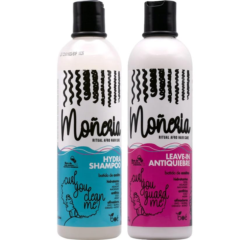 BOÉ COSMETICS Moneria Ritual Afro Hair Care, Hydra Shampoo and Leave-in Anti-Quiebre Bundle