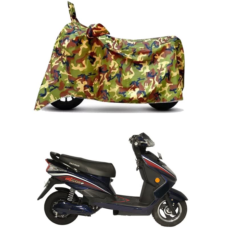 Image of Waterproof 100% PVC Coated Full Bike Scooty Two Wheeler Body Cover Compatible for Okinawa Ridge /UV-Rays /Heat Protection /Birds Dropping /Scratchproof /Dust Proof /All Varient[6X6 Jungle Print]