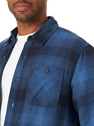 Wrangler Authentics Herren Langärmelige Hemdjacke mit Sherpa-Futter Hemd, Blau (Admiral Blue), Klein