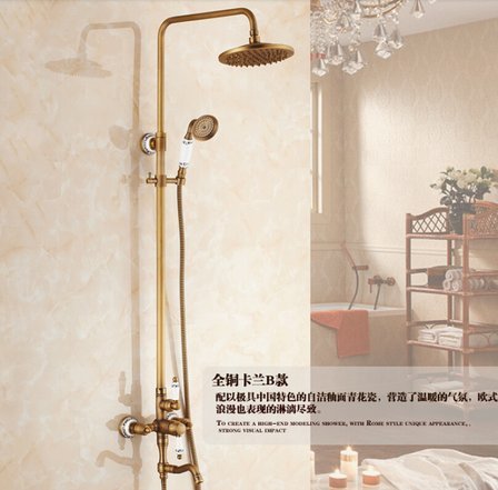 Pomme de douche pluie laiton antique Gowe avec mitigeur de baignoire et douchette