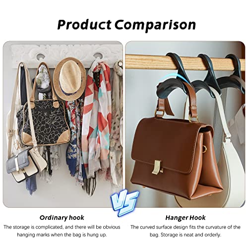 Image of AUGEN Plastic Purse Hook Bag Rack Holder Handbag Hanger Organizer Storage Over The Closet Rod Hanger for Storing & Organizing Purses, Backpacks, Satchels, Crossovers, Handbags, Tote(Black, Pack of 3)