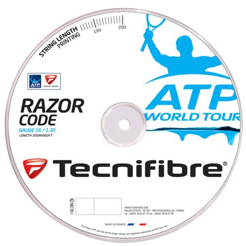 Tecnifibre ATP Razor Code Tennissaite, 200 m Rolle, Farbe: Carbon, Stärke 1,30 mm